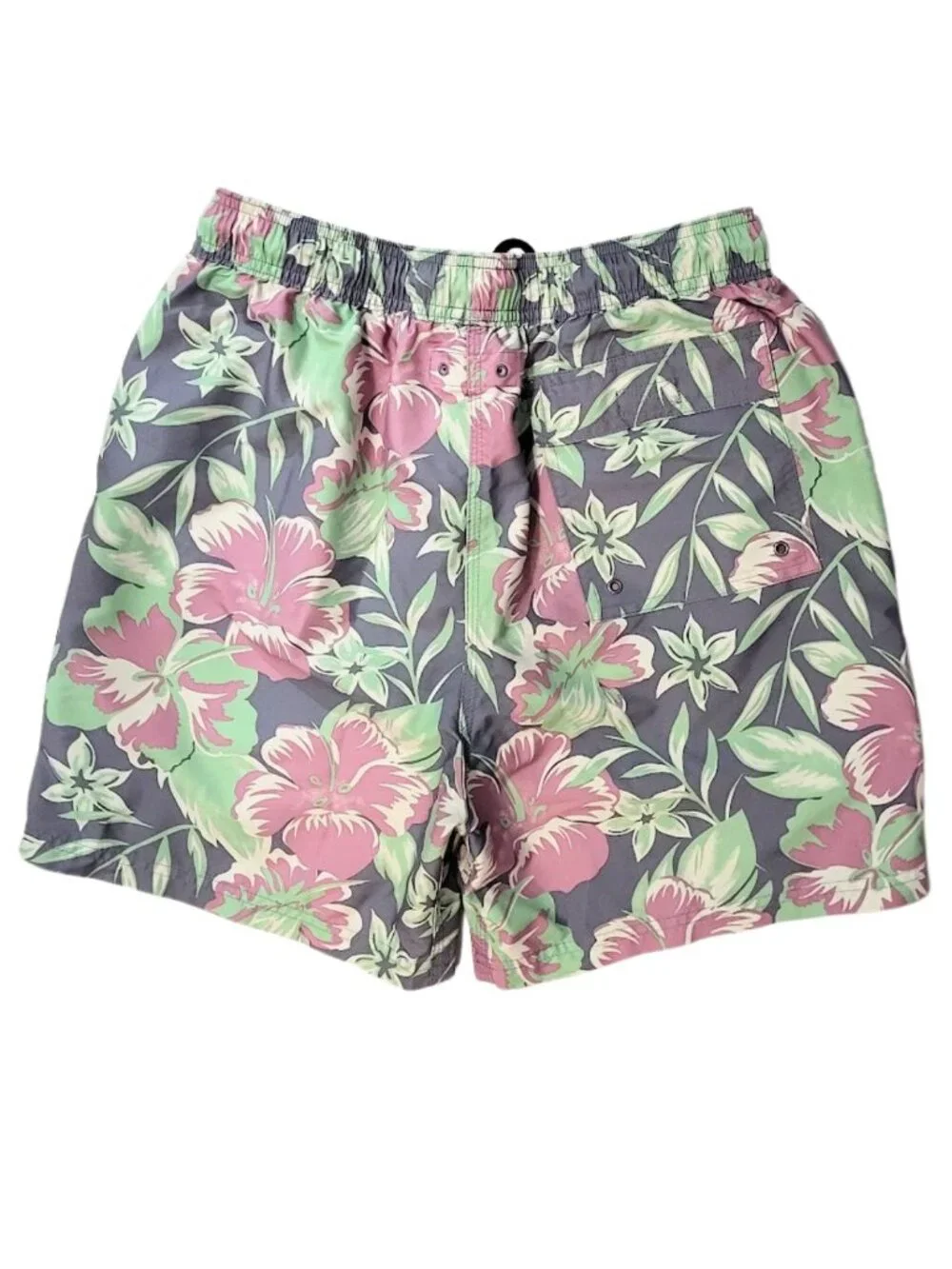BROOKS BROTHERS Red Fleece Hawaiian Hibiscus Flower Swim Trunks - Men's M
